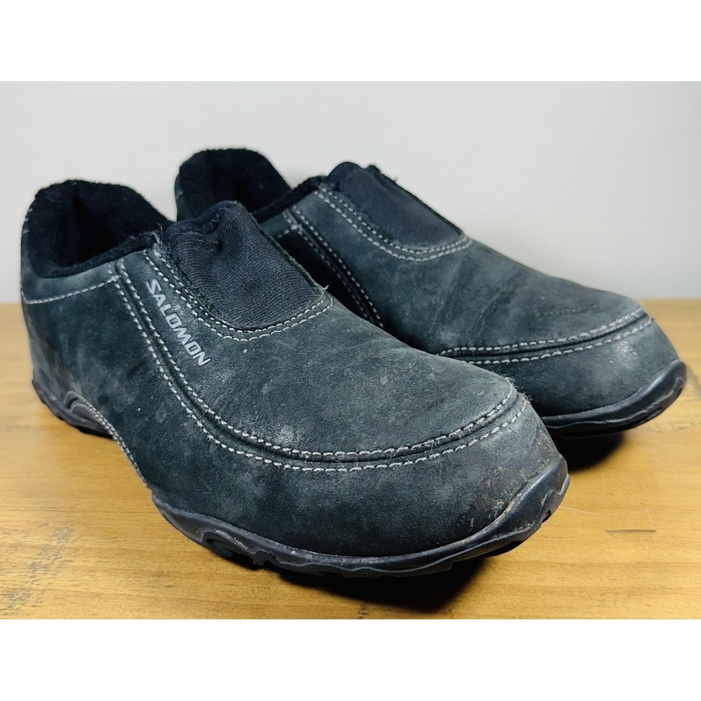 Vintage 2005 Salomon Contagrip Men's 8.5 Black Suede Slip On Hiking Shoes